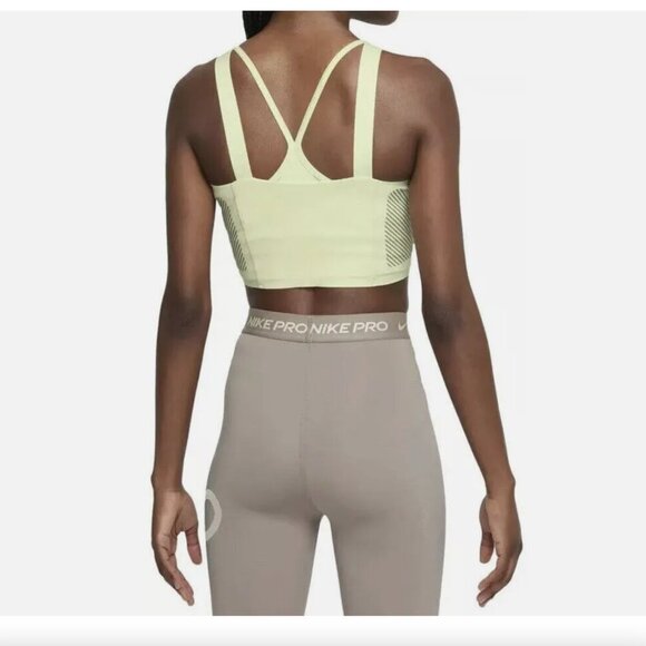 Nike Pro Women's Dri FIT crop Top Tank Bra Lime Green yellow XS - Picture 4 of 12